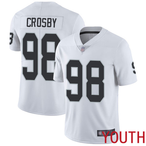 Oakland Raiders Limited White Youth Maxx Crosby Road Jersey NFL Football #98 Vapor Untouchable Jersey->youth nfl jersey->Youth Jersey
